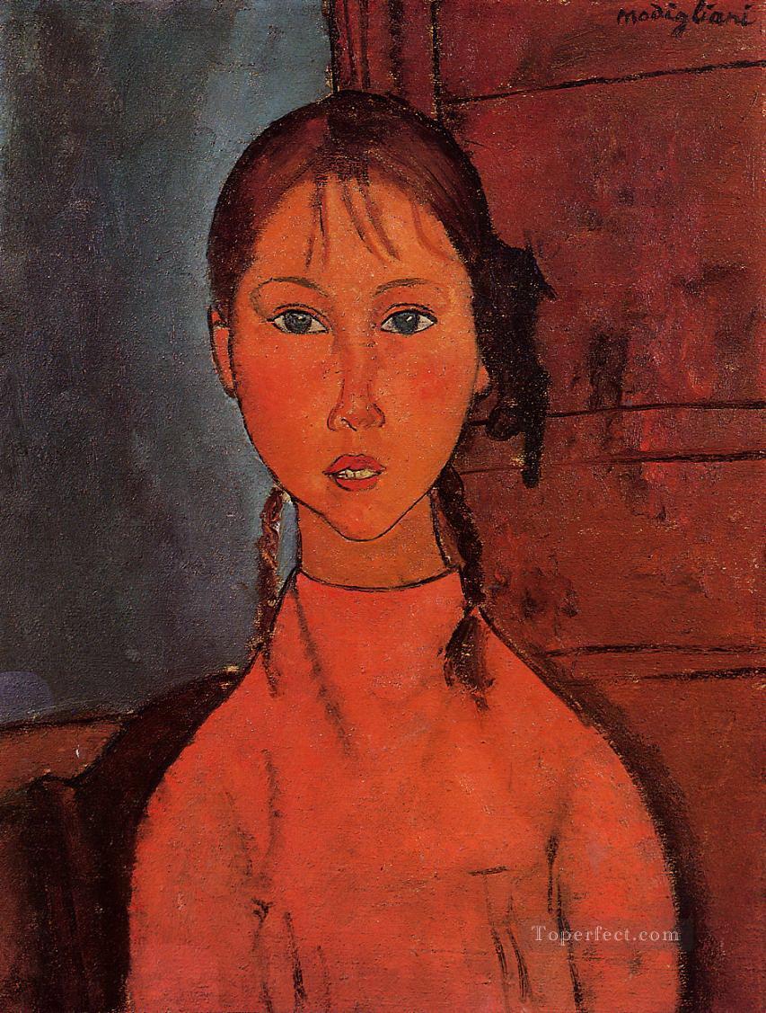 girl with pigtails 1918 Amedeo Modigliani Oil Paintings